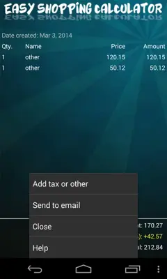 Easy Shopping Calculator android App screenshot 7